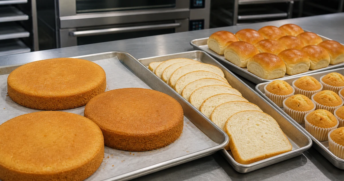 Fresh bread being quality inspected in a commercial bakery